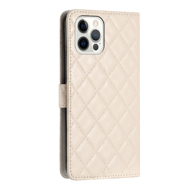 For iPhone 16 Pro Max Rhombus Lattice Texture Leather Phone Case