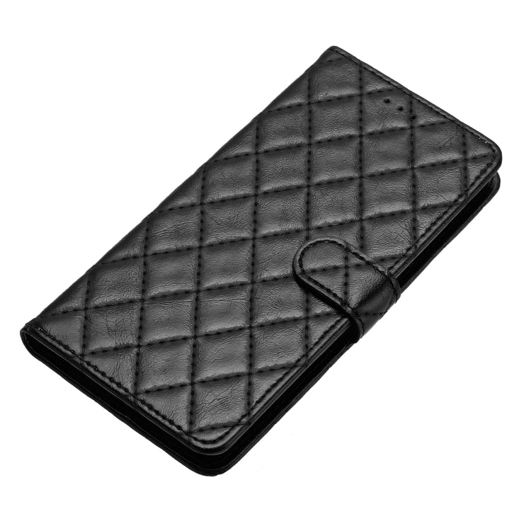 For iPhone 16 Plus Rhombus Lattice Texture Leather Phone Case
