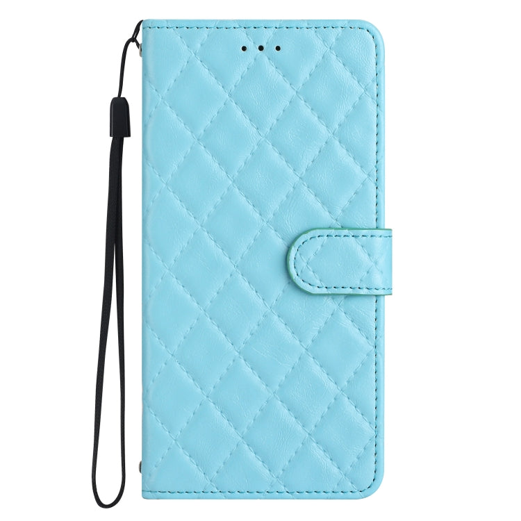 For iPhone 16 Plus Rhombus Lattice Texture Leather Phone Case