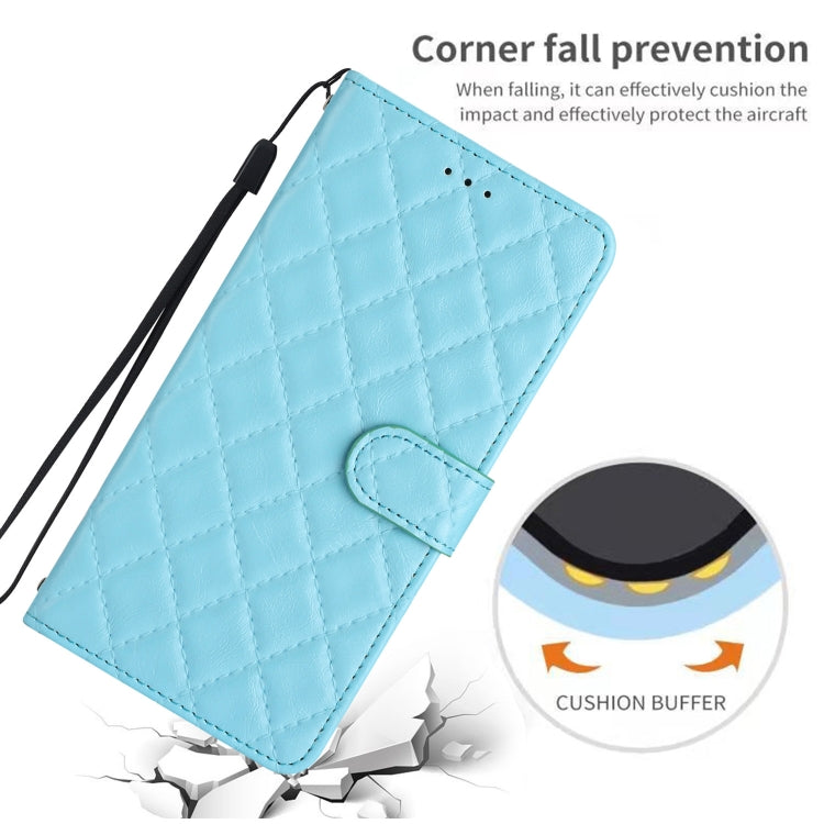 For iPhone 16 Plus Rhombus Lattice Texture Leather Phone Case