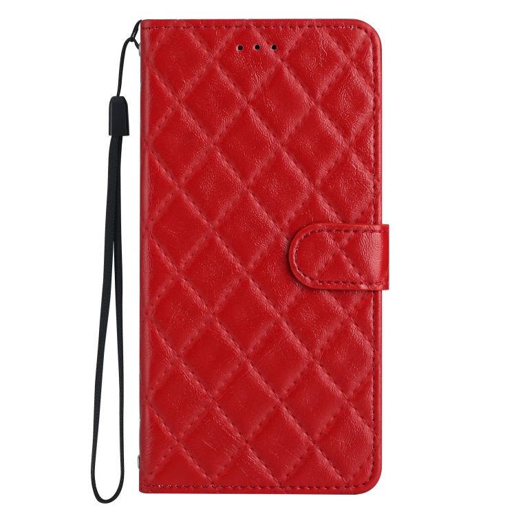 For iPhone 16 Plus Rhombus Lattice Texture Leather Phone Case