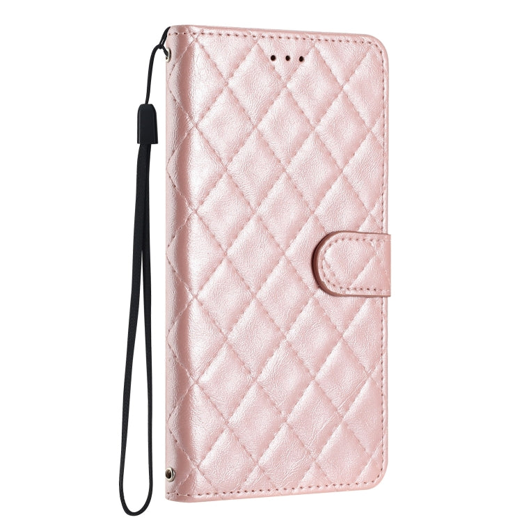 For iPhone 16 Plus Rhombus Lattice Texture Leather Phone Case