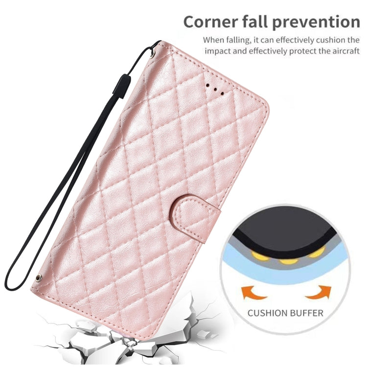 For iPhone 16 Plus Rhombus Lattice Texture Leather Phone Case