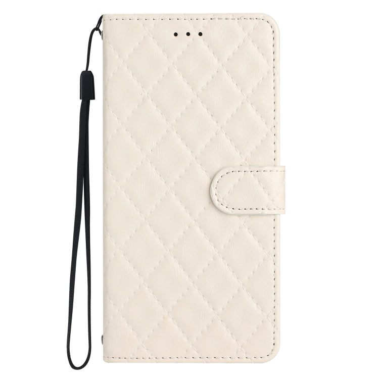 For iPhone 16 Plus Rhombus Lattice Texture Leather Phone Case