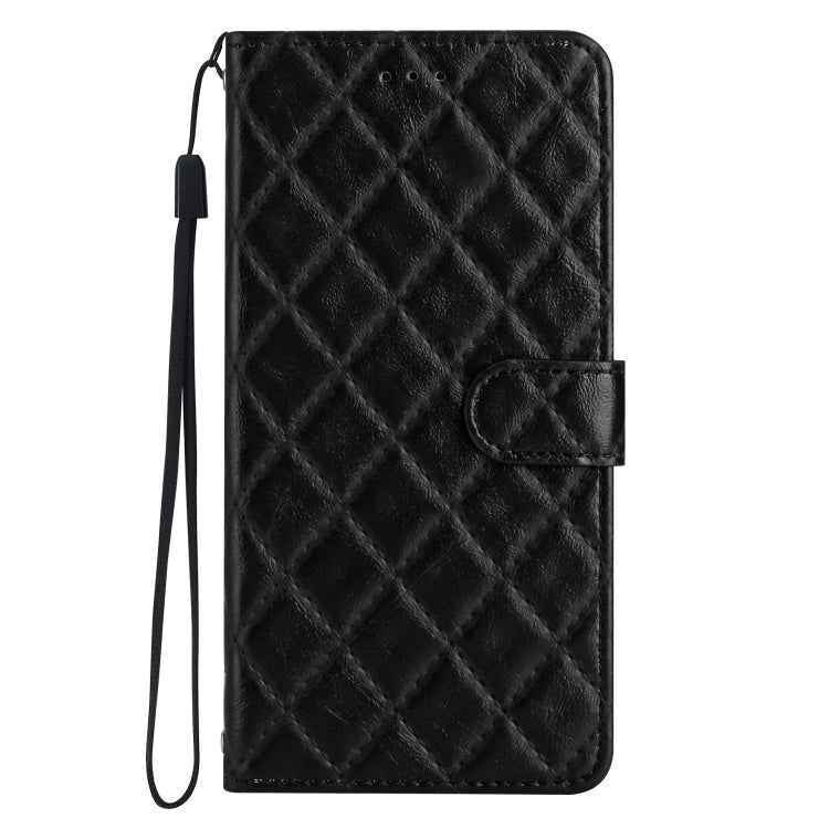 For iPhone 16 Rhombus Lattice Texture Leather Phone Case
