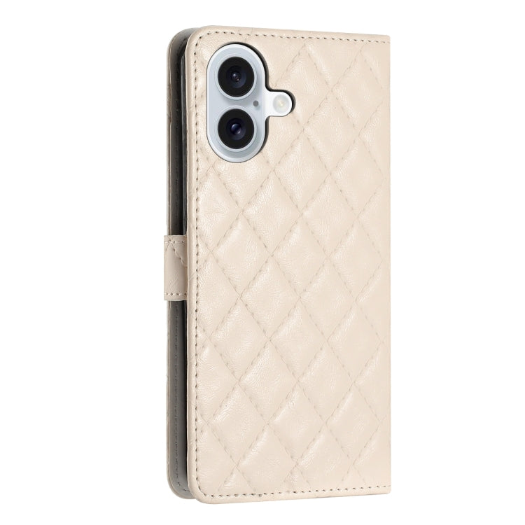 For iPhone 16 Rhombus Lattice Texture Leather Phone Case