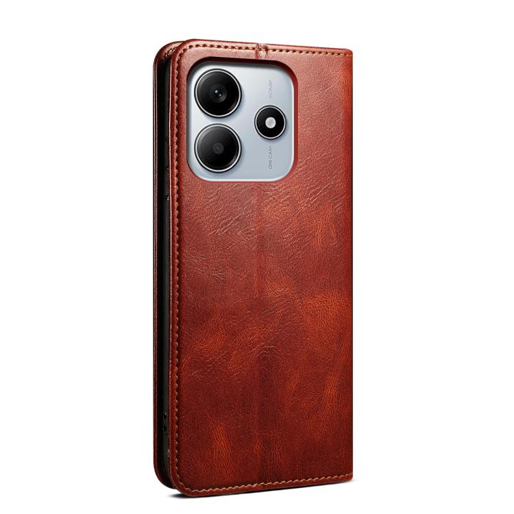 For Redmi Note 14 4G Global 163.25mm Oil Wax Crazy Horse Texture Leather Phone Case