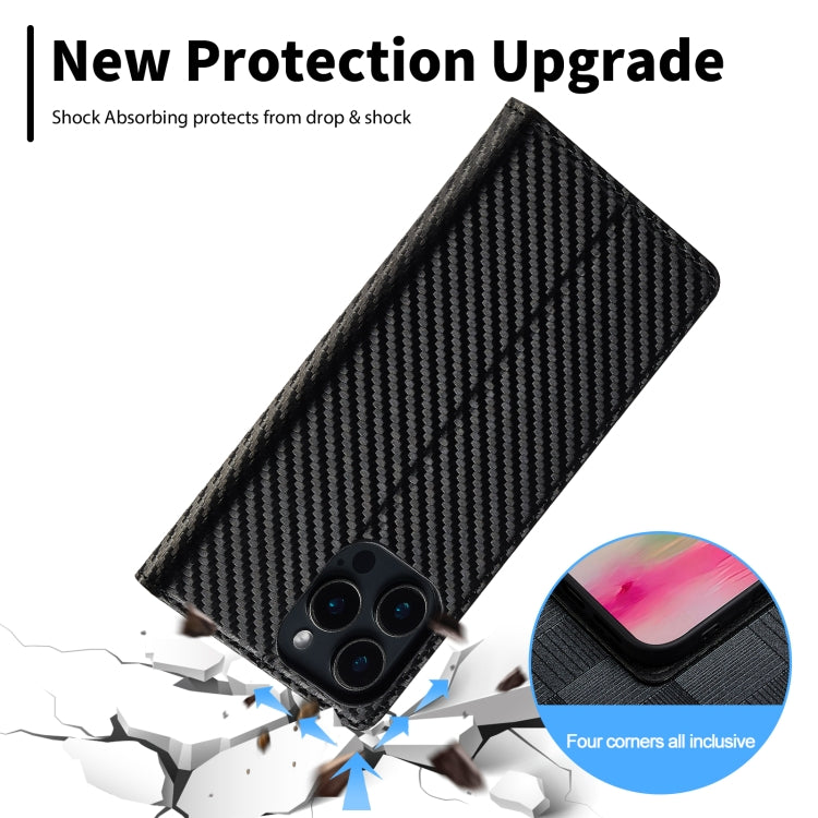 For iPhone 16 Pro Max LC.IMEEKE Carbon Fiber Leather Phone Case