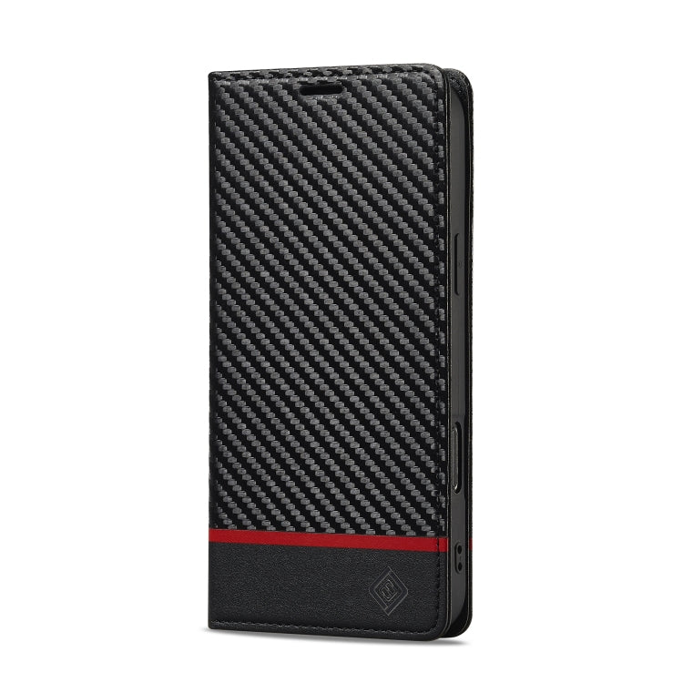 For iPhone 16 Pro Max LC.IMEEKE Carbon Fiber Leather Phone Case