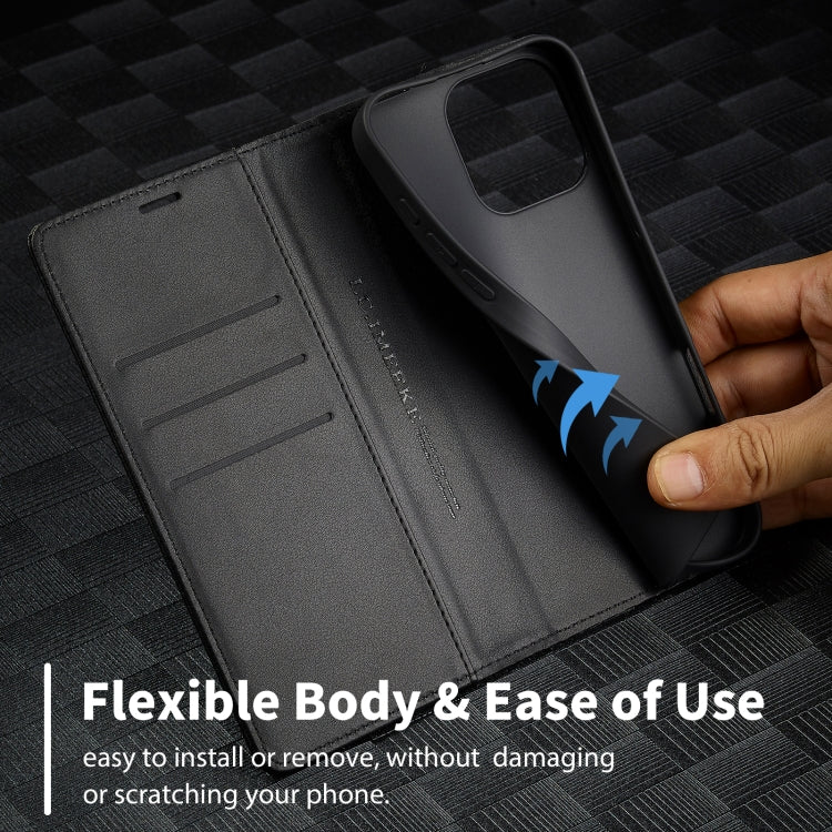 For iPhone 16 Pro Max LC.IMEEKE Carbon Fiber Leather Phone Case