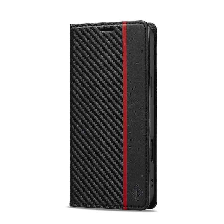 For iPhone 16 Pro LC.IMEEKE Carbon Fiber Leather Phone Case
