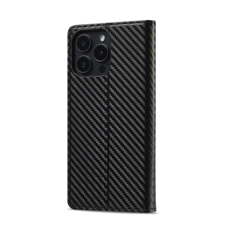 For iPhone 16 Pro LC.IMEEKE Carbon Fiber Leather Phone Case