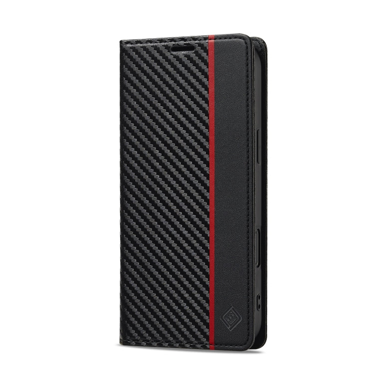 For iPhone 16 Plus LC.IMEEKE Carbon Fiber Leather Phone Case