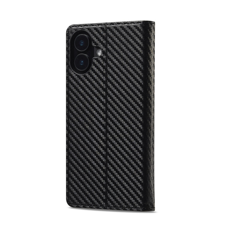 For iPhone 16 Plus LC.IMEEKE Carbon Fiber Leather Phone Case