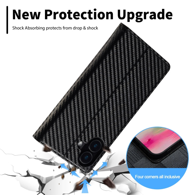 For iPhone 16 Plus LC.IMEEKE Carbon Fiber Leather Phone Case