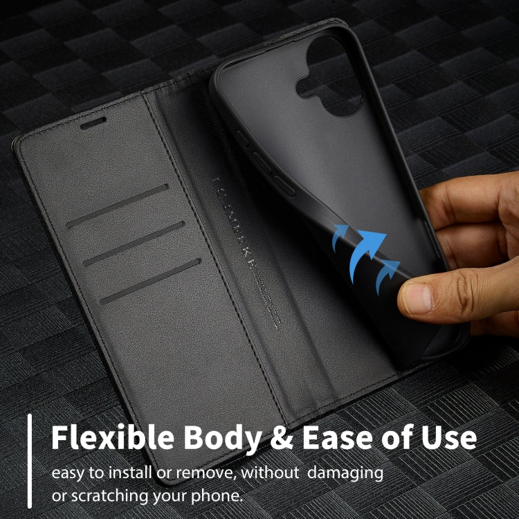 For iPhone 16 LC.IMEEKE Carbon Fiber Leather Phone Case