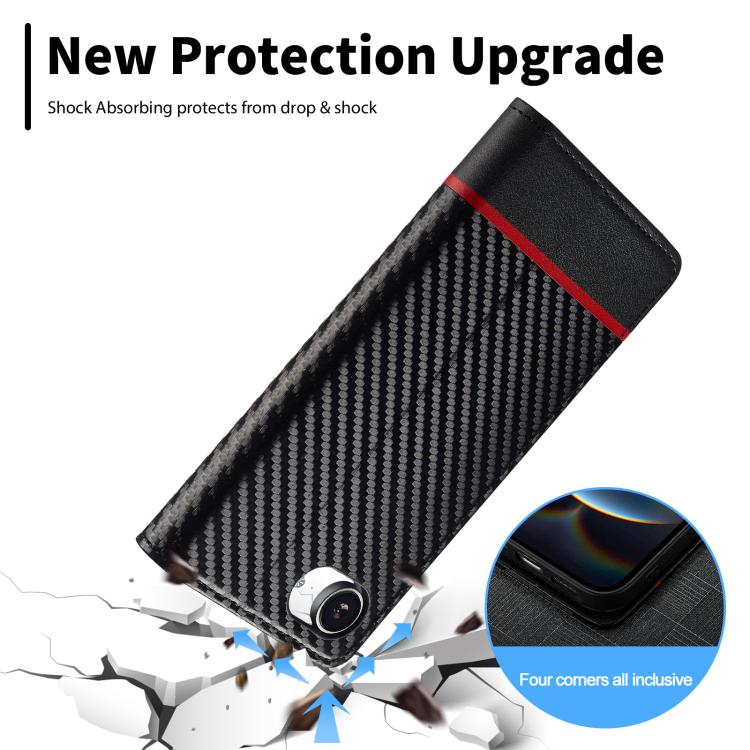 For iPhone 17e / 16e LC.IMEEKE Carbon Fiber Leather Phone Case