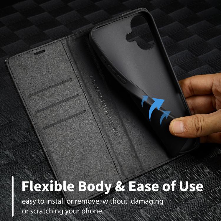 For iPhone 17 LC.IMEEKE Carbon Fiber Leather Phone Case