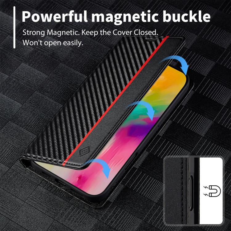 For iPhone 17 LC.IMEEKE Carbon Fiber Leather Phone Case