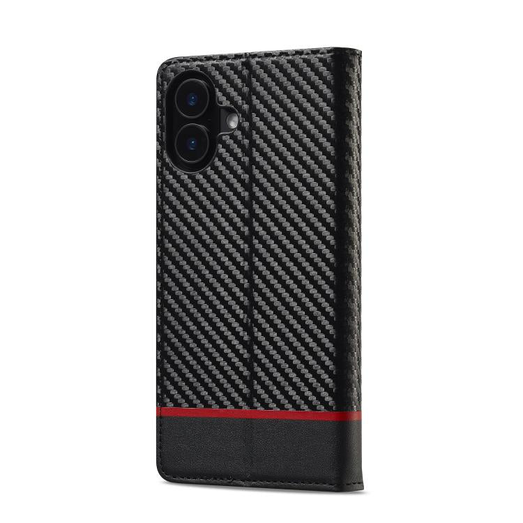 For iPhone 17 LC.IMEEKE Carbon Fiber Leather Phone Case