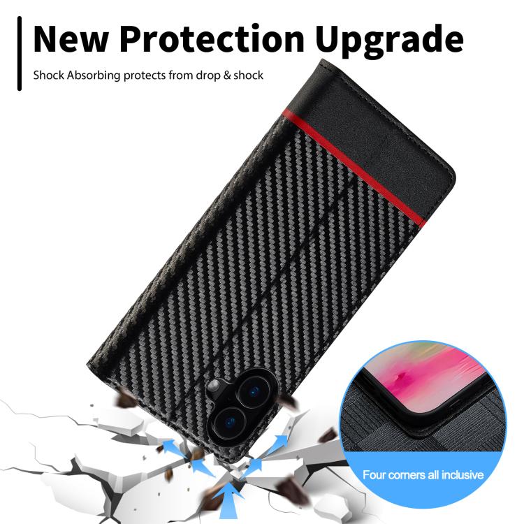For iPhone 17 LC.IMEEKE Carbon Fiber Leather Phone Case