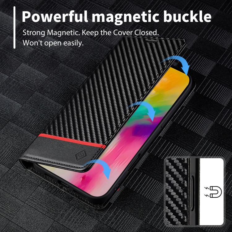 For iPhone 17 LC.IMEEKE Carbon Fiber Leather Phone Case