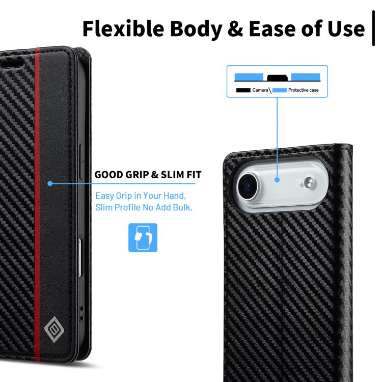 For iPhone Air LC.IMEEKE Carbon Fiber Leather Phone Case