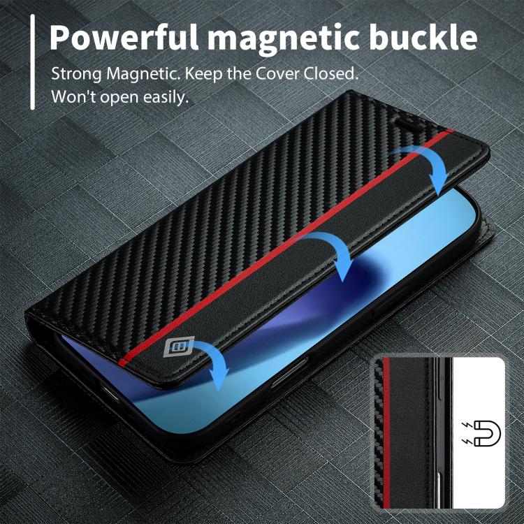 For iPhone Air LC.IMEEKE Carbon Fiber Leather Phone Case