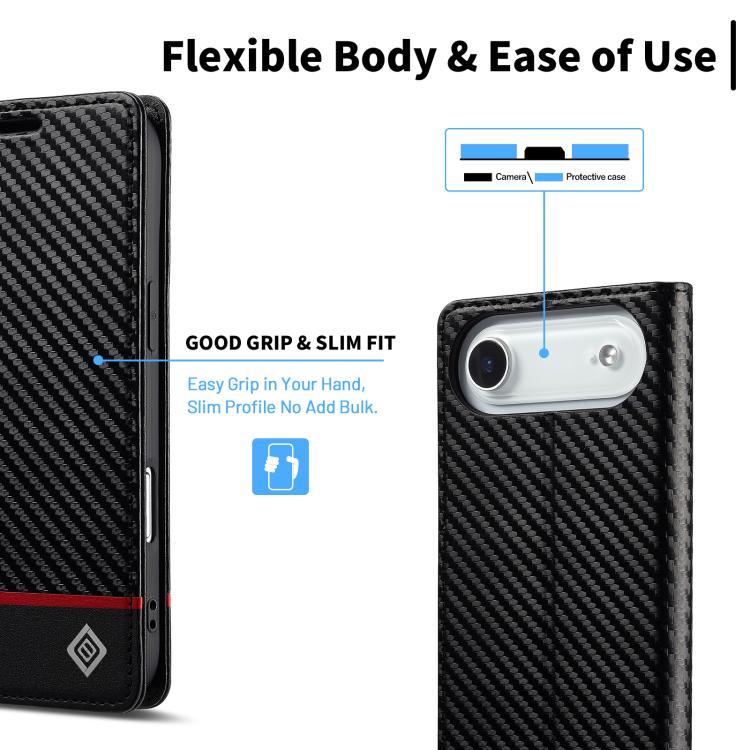For iPhone Air LC.IMEEKE Carbon Fiber Leather Phone Case