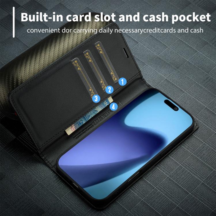 For iPhone Air LC.IMEEKE Carbon Fiber Leather Phone Case