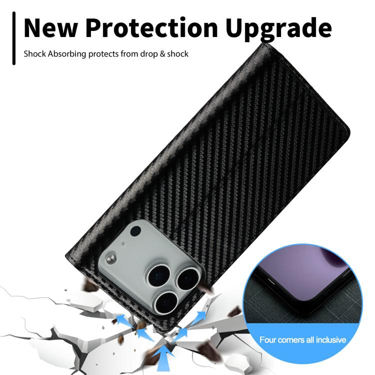 For iPhone 17 Pro LC.IMEEKE Carbon Fiber Leather Phone Case