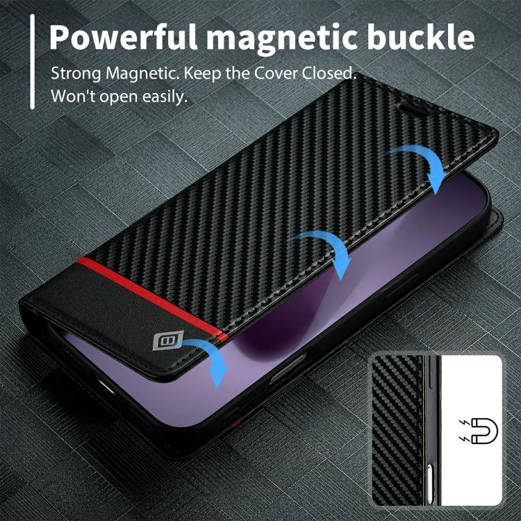 For iPhone 17 Pro LC.IMEEKE Carbon Fiber Leather Phone Case