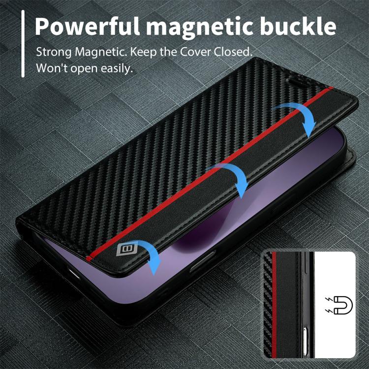 For iPhone 17 Pro Max LC.IMEEKE Carbon Fiber Leather Phone Case
