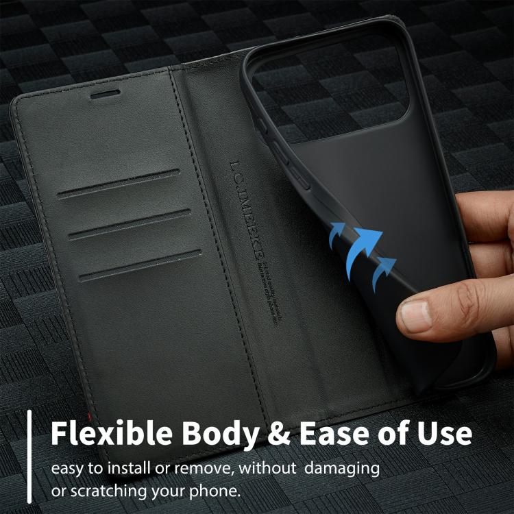 For iPhone 17 Pro Max LC.IMEEKE Carbon Fiber Leather Phone Case