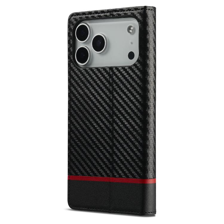For iPhone 17 Pro Max LC.IMEEKE Carbon Fiber Leather Phone Case