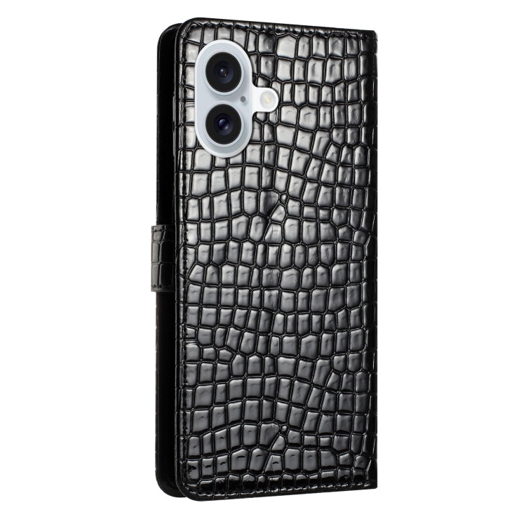 For iPhone 16 Plus Crocodile Texture Horizontal Flip Leather Phone Case