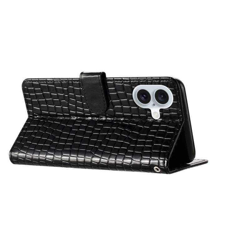For iPhone 16 Plus Crocodile Texture Horizontal Flip Leather Phone Case