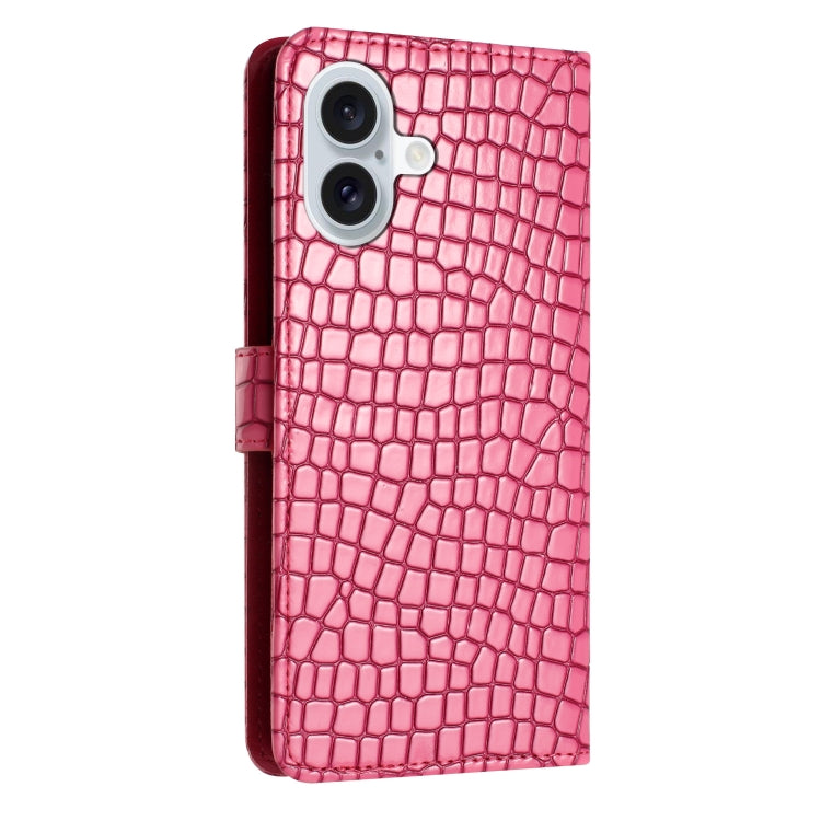 For iPhone 16 Plus Crocodile Texture Horizontal Flip Leather Phone Case