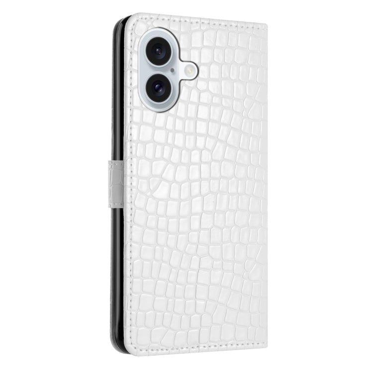 For iPhone 16 Plus Crocodile Texture Horizontal Flip Leather Phone Case