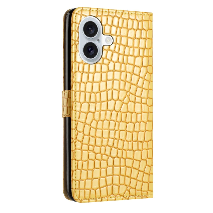 For iPhone 16 Plus Crocodile Texture Horizontal Flip Leather Phone Case
