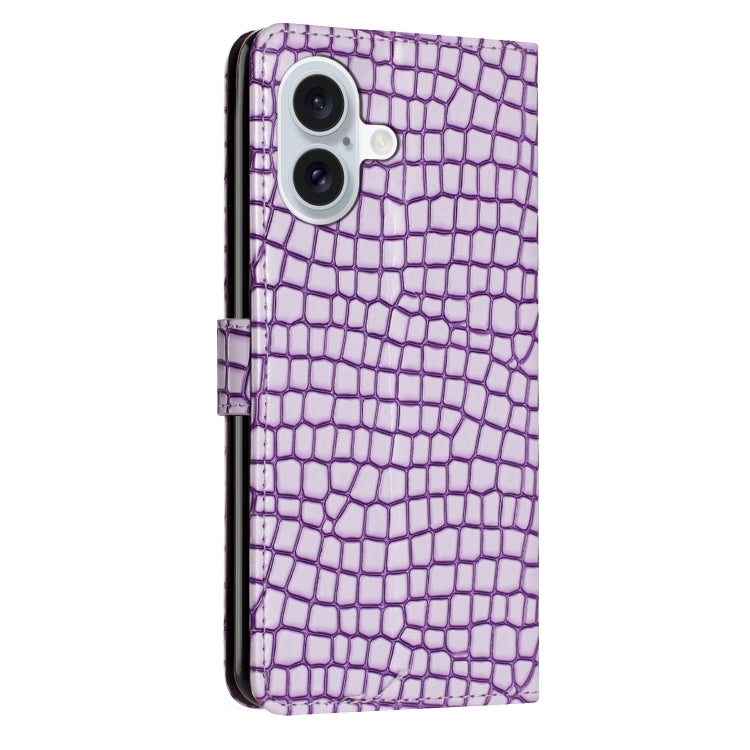 For iPhone 16 Plus Crocodile Texture Horizontal Flip Leather Phone Case