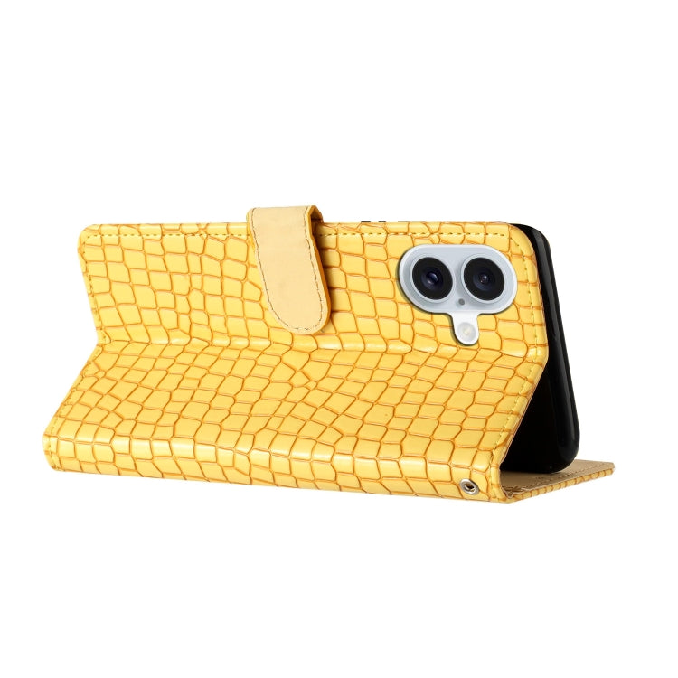 For iPhone 16 Crocodile Texture Horizontal Flip Leather Phone Case
