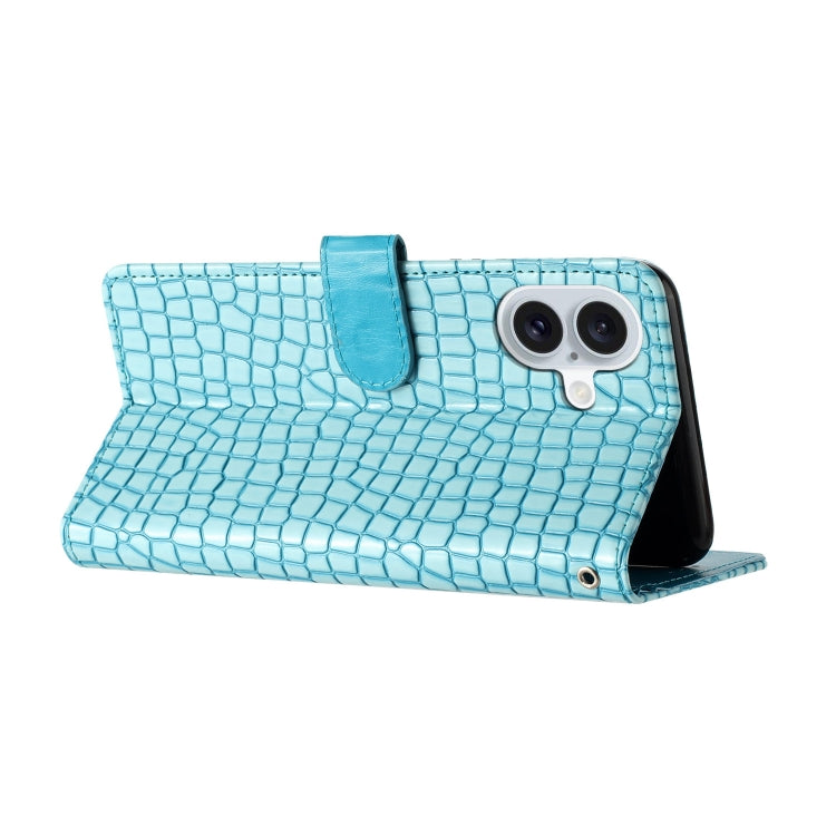 For iPhone 16 Crocodile Texture Horizontal Flip Leather Phone Case