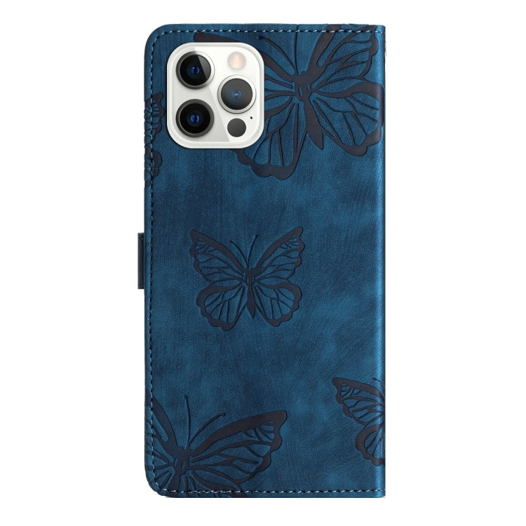 For iPhone 16 Pro Max Skin-feel Embossed Butterfly Leather Phone Case