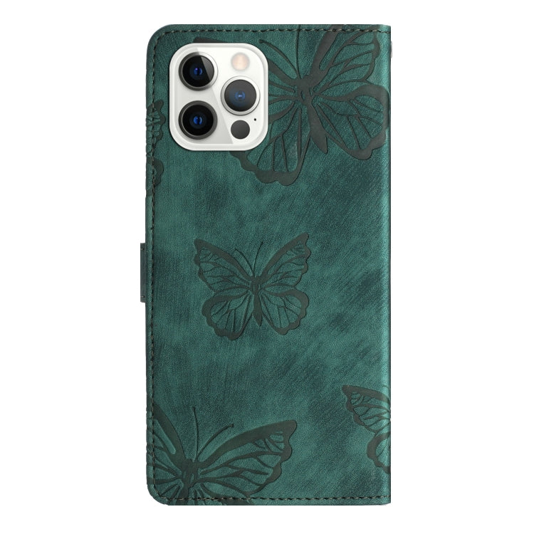 For iPhone 16 Pro Max Skin-feel Embossed Butterfly Leather Phone Case