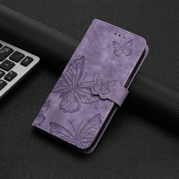 For iPhone 16 Pro Max Skin-feel Embossed Butterfly Leather Phone Case