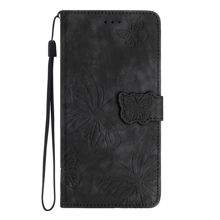 For iPhone 16 Pro Skin-feel Embossed Butterfly Leather Phone Case