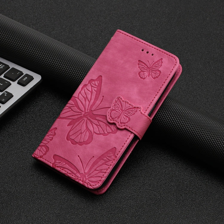 For iPhone 16 Pro Skin-feel Embossed Butterfly Leather Phone Case