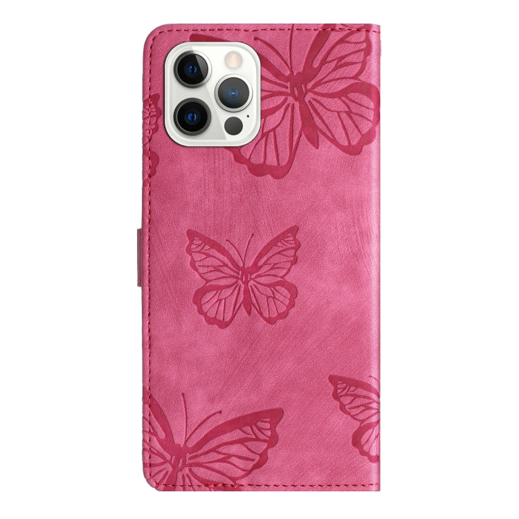 For iPhone 16 Pro Skin-feel Embossed Butterfly Leather Phone Case