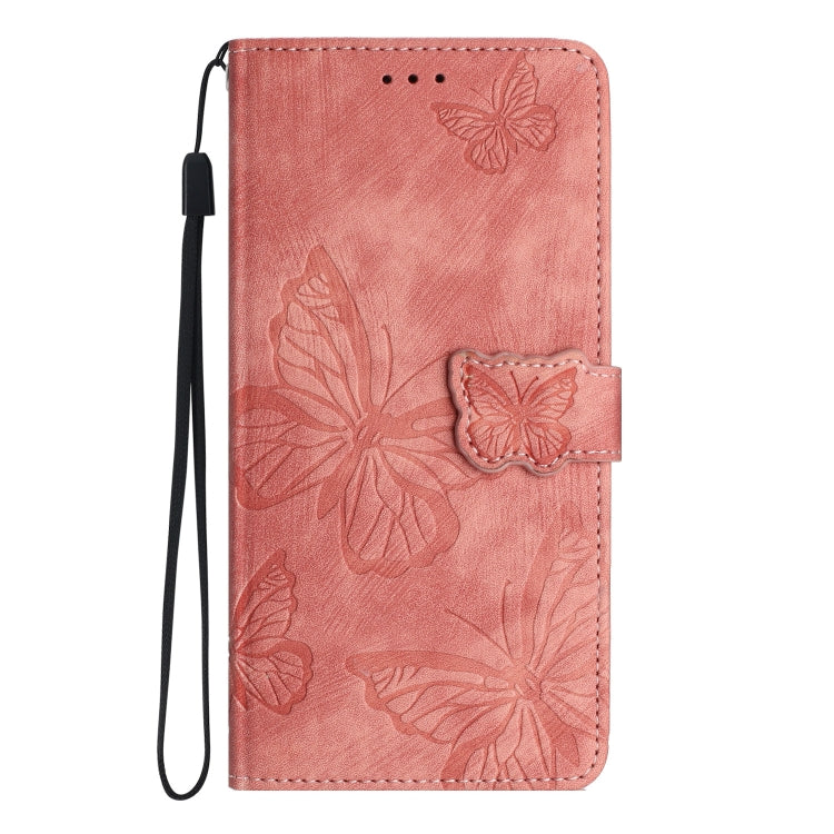 For iPhone 16 Pro Skin-feel Embossed Butterfly Leather Phone Case